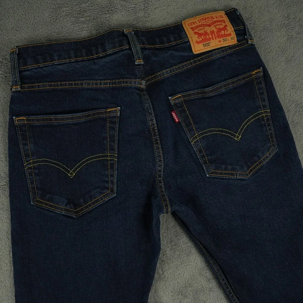 Levi's 502 Taper Jeans Mens Fits 31x28 Dark Blue Regular Taper Stretch Denim